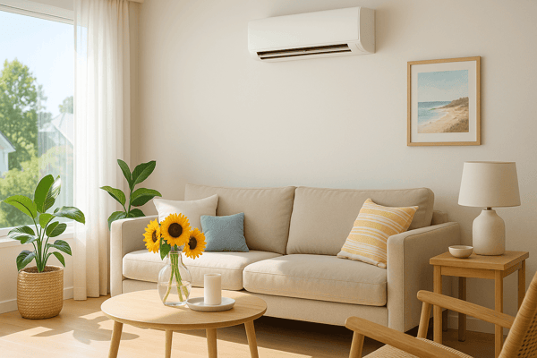 sala-de-estar-veraniega-con-luz-natural-aire-acondicionado-en-pared